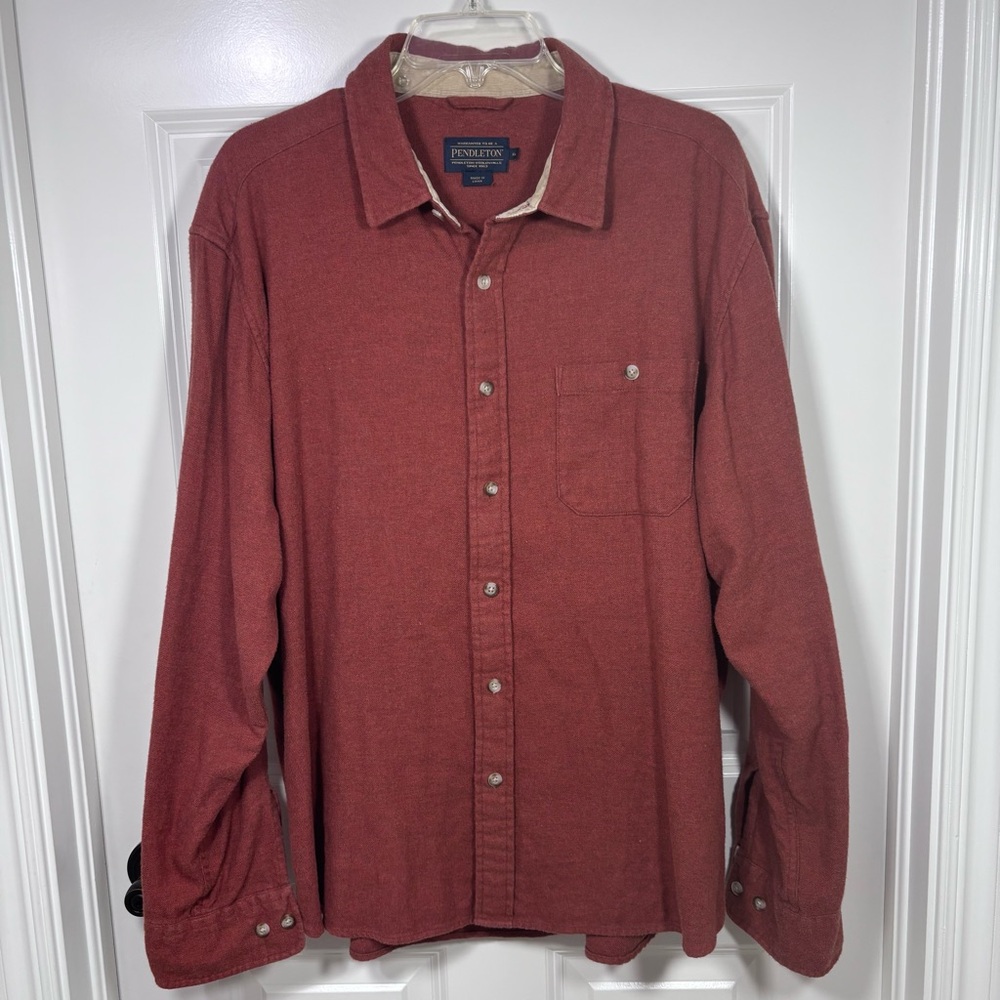 Pendleton Long Sleeve Button Up Cotton Shirt Men’s XL Rust